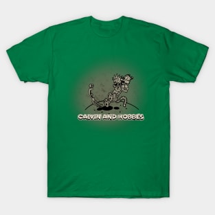 Drawing retro Vintage 80s and 90s Calvin and Hobbes are afraid T-Shirt